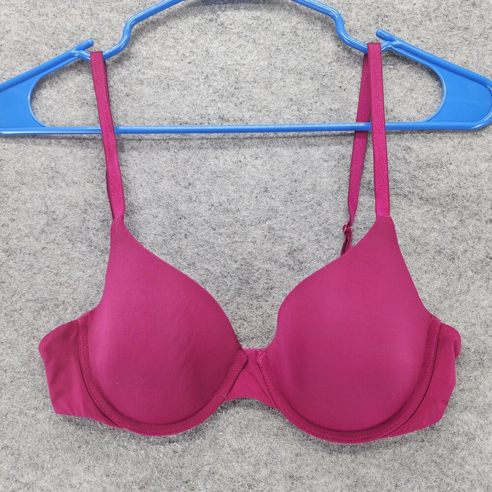 Victoria Secret Bra 32C T Shirt Lightly Lined Demi Underwired Red